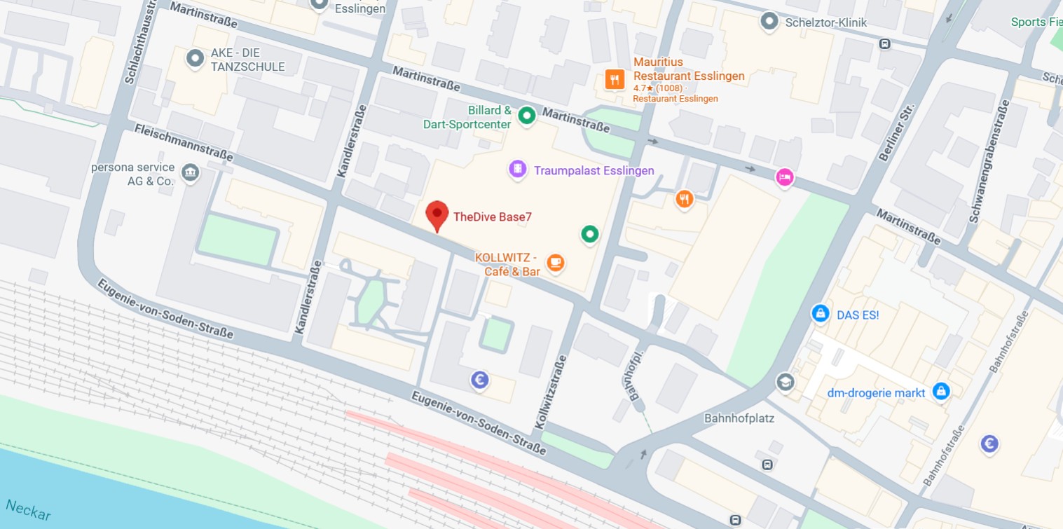 Kartenausschnitt: Base⁷ im DICK Center, Esslingen